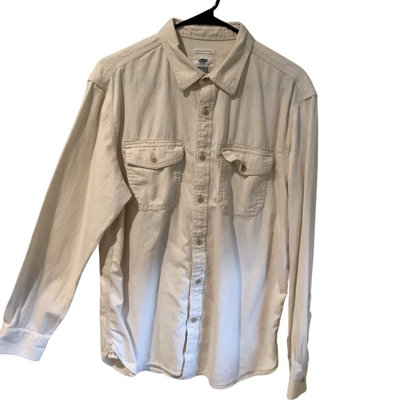 🖤Old Navy Regular Fit Coupe Standard Ivory/Cream Button-Up Long Sleeve Shirt - Picture 1 of 7